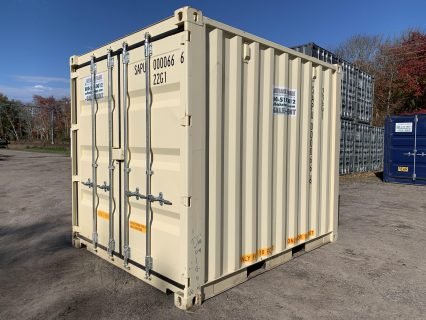 10′ x 8′ x 8.5′ de alto – Contenedor de envío/almacenamiento semi nuevo – Hermético al viento y al agua – BEIGE